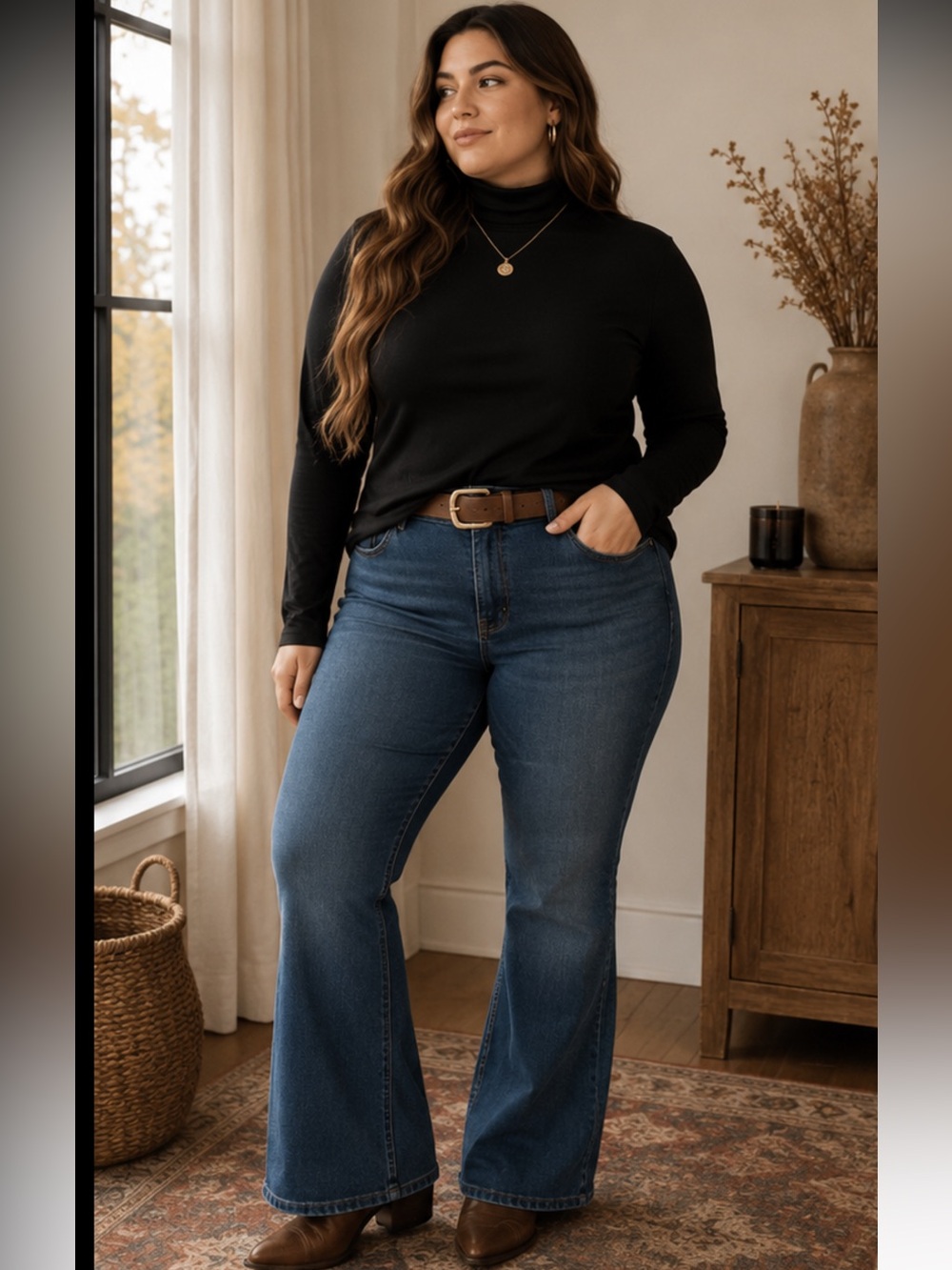 Classic Black turtleneck Long Sleeve Top closet  staple